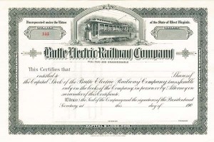 Butte Electric Railway Co. - Stock Certificate